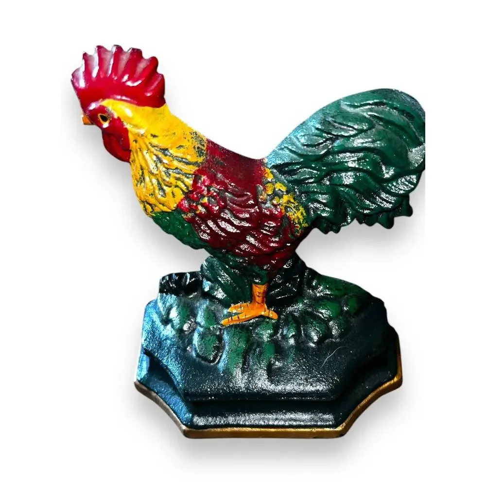 Vintage Cast Iron Rooster Door Stop Farmhouse Country Primitive Decor